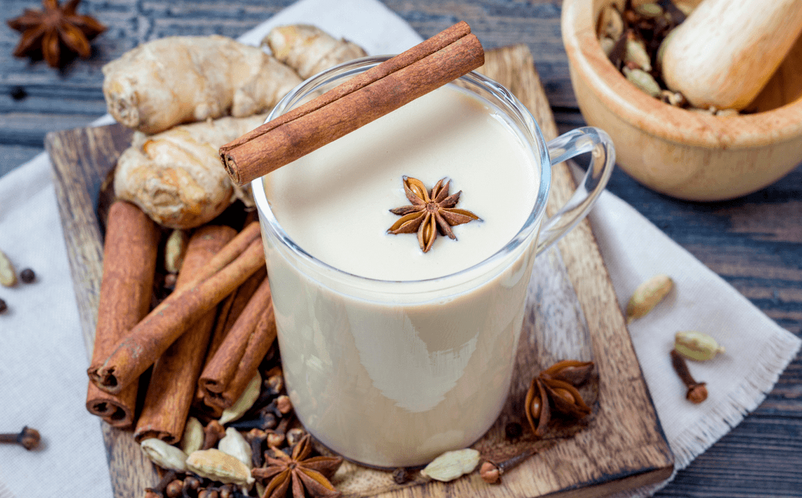 Fat-burning kefir drink with ginger and cinnamon